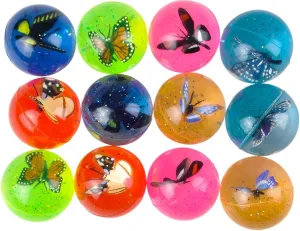 | 1.75 Inch Party Favors and Toys Butterfly Bouncy Balls - spatial 12 PC - 3D Butterfly Inside 