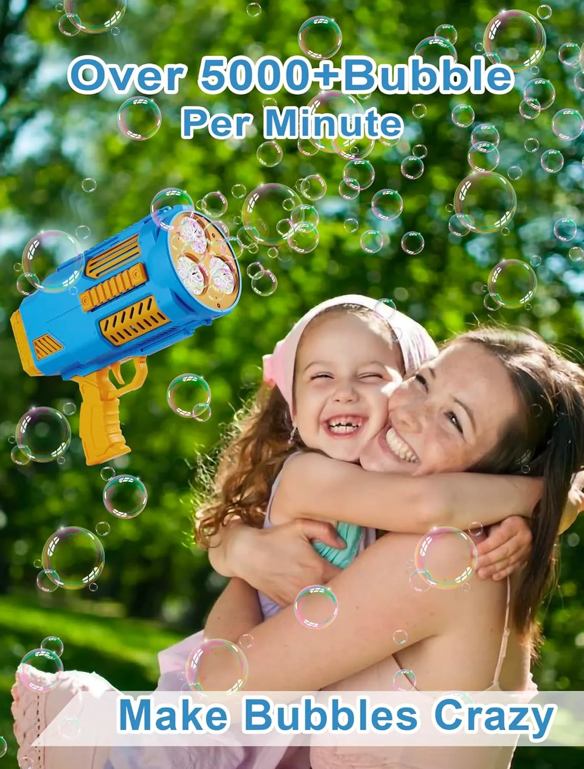 - Blue Upgraded Bubble Machine Gun, Built-in Solution, Automatic Blower, 8000  luce incessant sluggish Bubbles Per Minute for Kids Adults Maker Toys Indoor Outdoor Wedding Birthday Party 