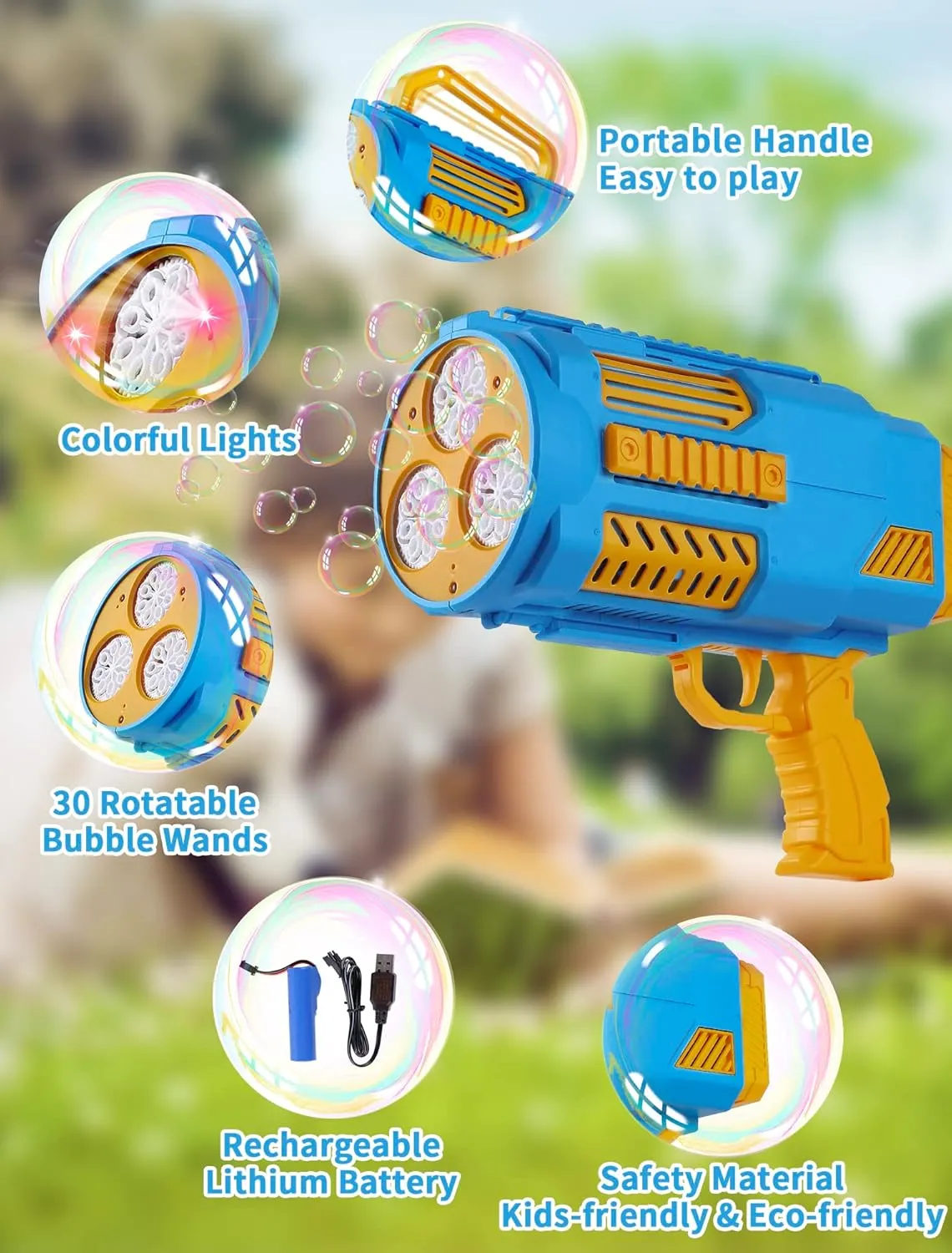 - Blue Upgraded Bubble Machine Gun, Built-in Solution, Automatic Blower, 8000  luce incessant sluggish Bubbles Per Minute for Kids Adults Maker Toys Indoor Outdoor Wedding Birthday Party 