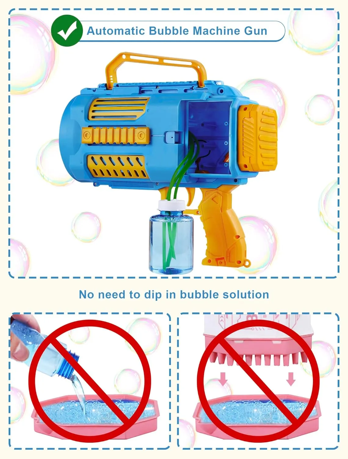 - Blue Upgraded Bubble Machine Gun, Built-in Solution, Automatic Blower, 8000  luce incessant sluggish Bubbles Per Minute for Kids Adults Maker Toys Indoor Outdoor Wedding Birthday Party 