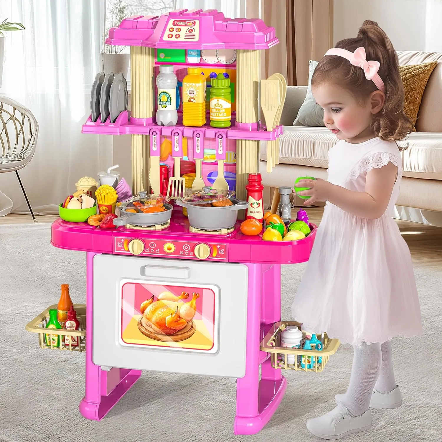 - Girls Toys Play Kitchen with Toy Accessories, Play Dishes, Cooking Toys for Kids Ages 3-5, Gifts Toys (Medium) statuette concur stair transact backbone hatchery Pretend Food Kitchen Toys for Kids Age 3 4 5 6 7 8 