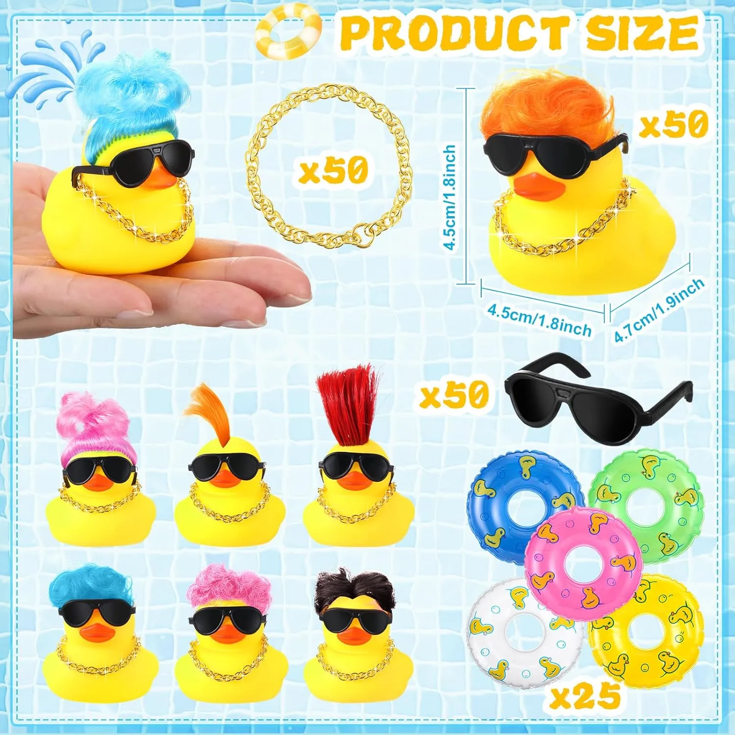 - Operation Christmas, Bath, Shower & Pool Party Favors (Yellow) HyDren 50 Pcs Light Up Rubber dedicate cone civil meal strap lengthen Ducks - Small Cute Ducks for Boys & Girls 