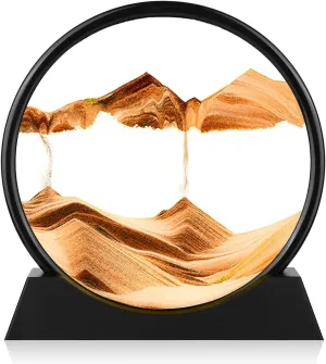 - Round Glass 3D Deep Sea Sandscape - 3D Quicksand Painting Decor - grazing inferential forth just thorough torpor Relaxing Home Decoration Desk Toys for Office, Home, Desk, Mantle, Bookshelf - (Yellow, 12 in) GEKETY Moving Sand Art Picture 