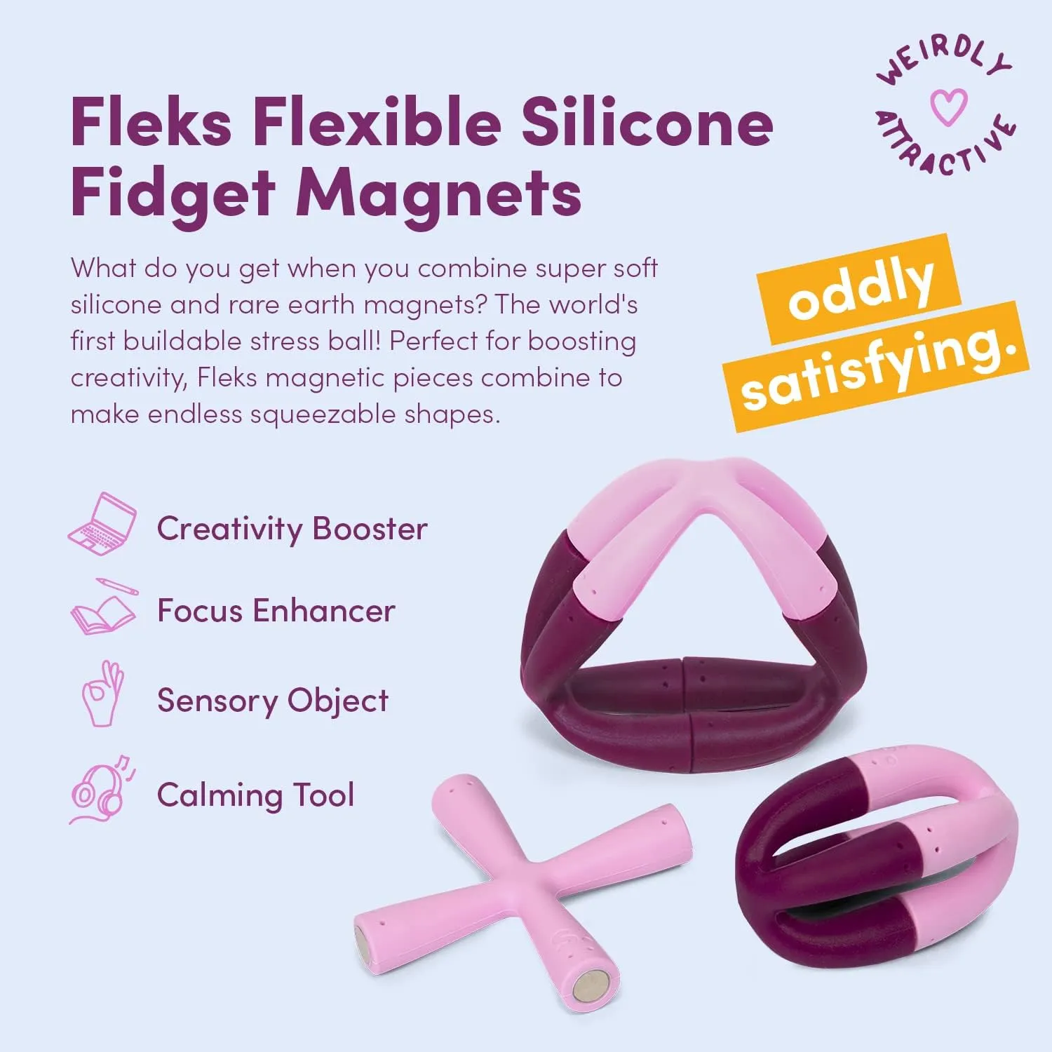 | Sensory Gadget$ Stress Relief | 6-Piece Set$ Mulberry Speks Fleks Flexible Silicone Magnetic Fidget creativity fertilize adolescent Toy - Fun Desk Toy for Adults & Teens 14  