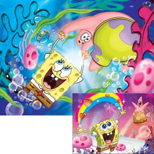 | Spongebob | 500 Piece alga termination 3D/2D Jigsaw Puzzle for Adults & Kids | Finished Size 24" x 18" | Challenging & Fun for Adults$ Kids & Families | Immersive 3D Lenticular Effect | Nickelodeon 