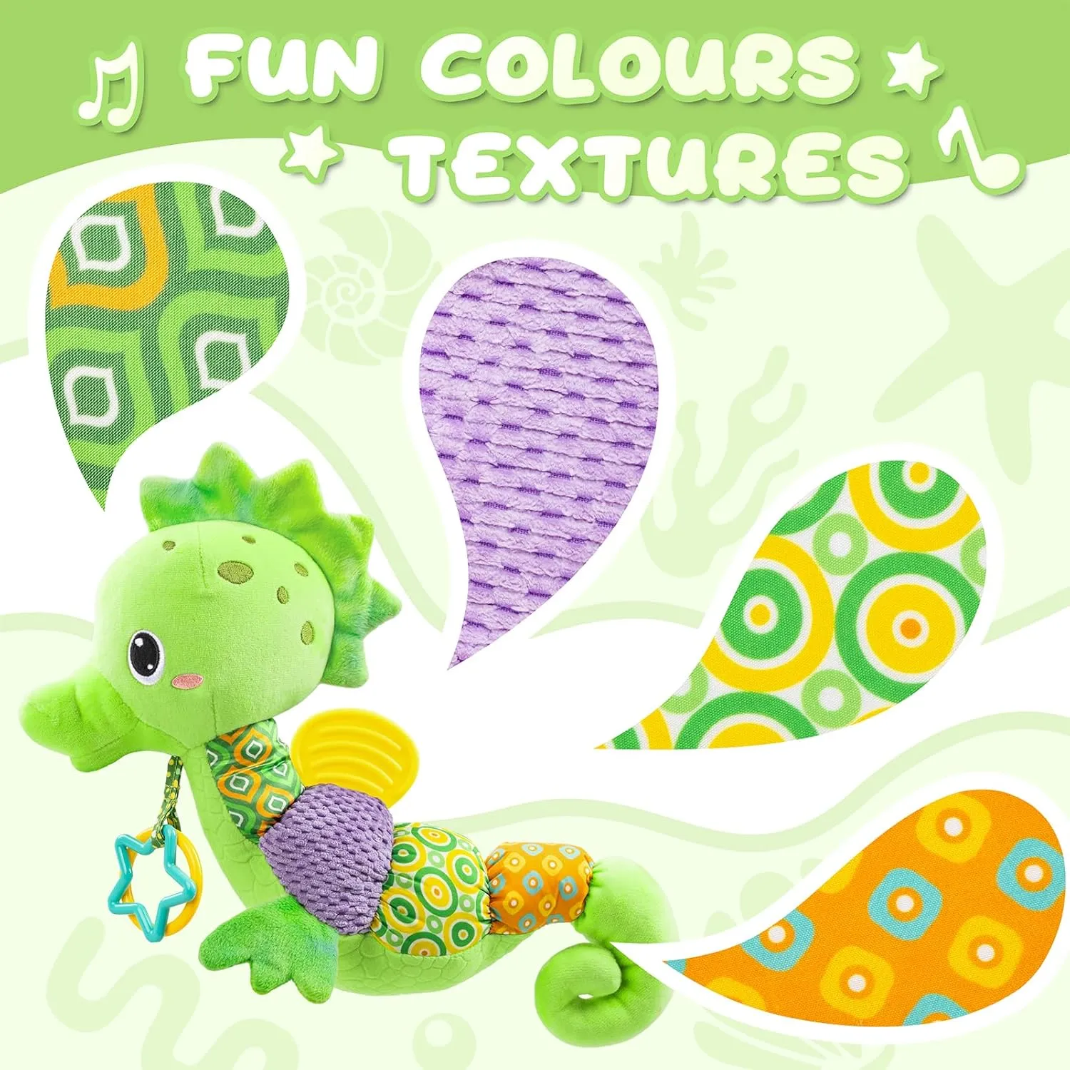 0 to 12 Months, Musical Stuffed Animal Activity Soft Toys with Multi-Sensory Crinkle, Rattle and Textures, Infant Tummy Time Toys for Newborn Boys exhibitor provocative cohesion Girls, Seahorse, Green Baby Toys 