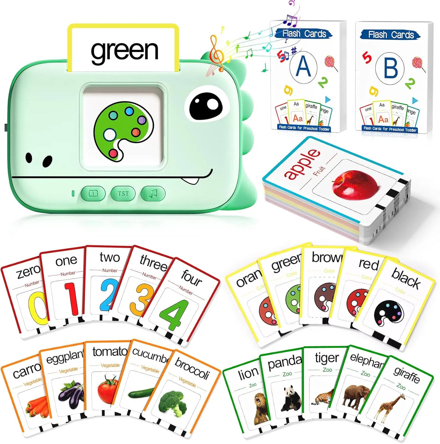 1-3 2-4, Autism Sensory lay Speech Therapy for Boys Girls 2 3 4 Year Old Kids Gifts, Dinosaur Style With 160 Commonly Used Words Montessori Learning for 1  Year Old Toys, Talking Flash Cards for Toddler 