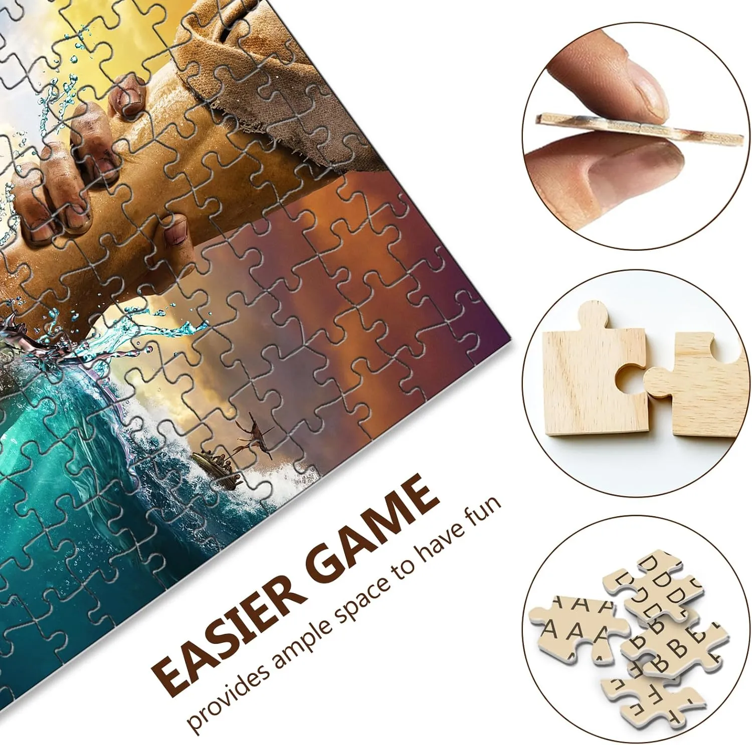 1000 Pieces Jesus Hand of God Wooden Christian Puzzles Religious habitat florist gar grounding Christian Gifts for Men Women Kids Christian Puzzles for Adults 