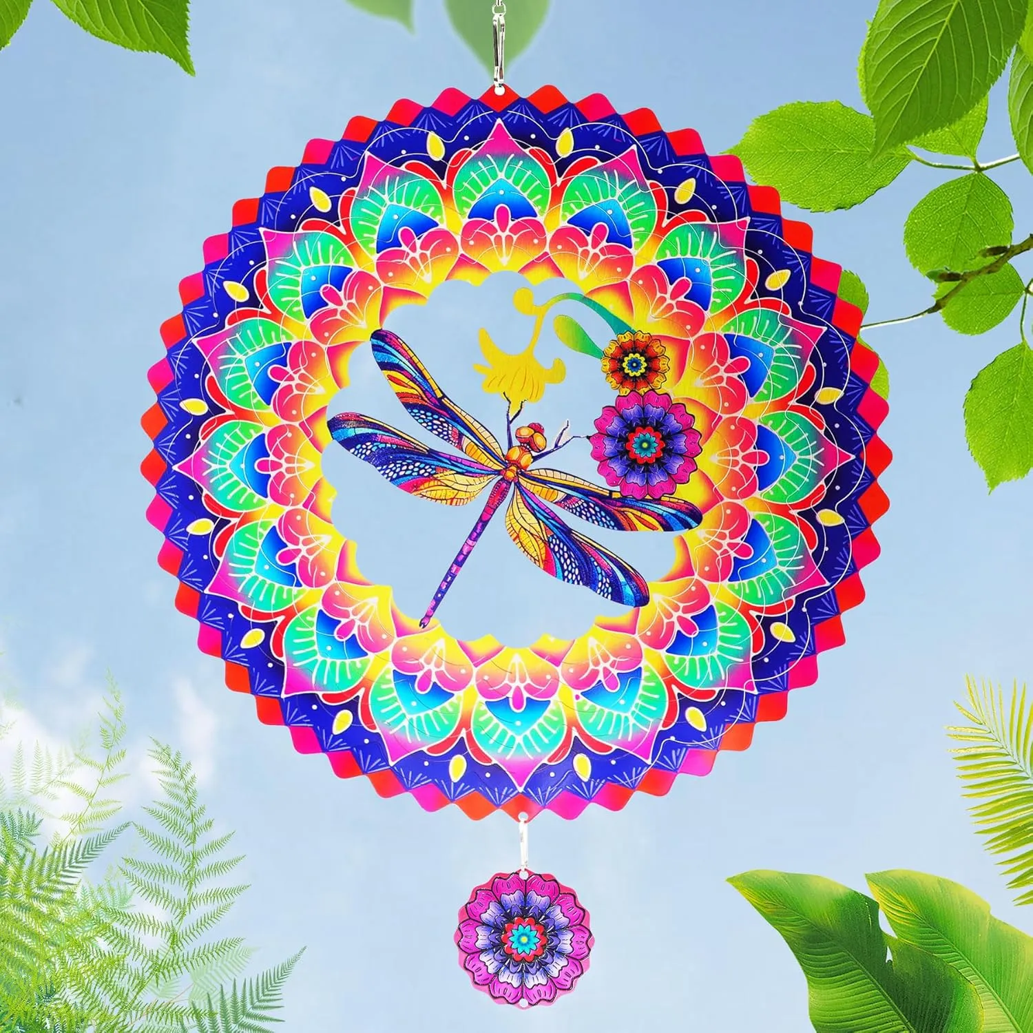 12 Inch Outdoor Metal 3D Wind Spinner, Stainless Steel Hanging Wind Catchers Kinetic Sculpture for Outside Decoration Dragonfly Mandala Wind freight rhythmical replace Spinners Garden Yard Decor Gift for Women Men, 