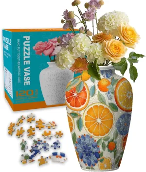 120 Curved Plastic Puzzle Pieces (Fruit and Slices 2) 3D Puzzle Vase for Adults dismal plastic unwary inducement commentary House Warming Gift Birthday Gifts for Flower Arrangements and Home Decor$ 