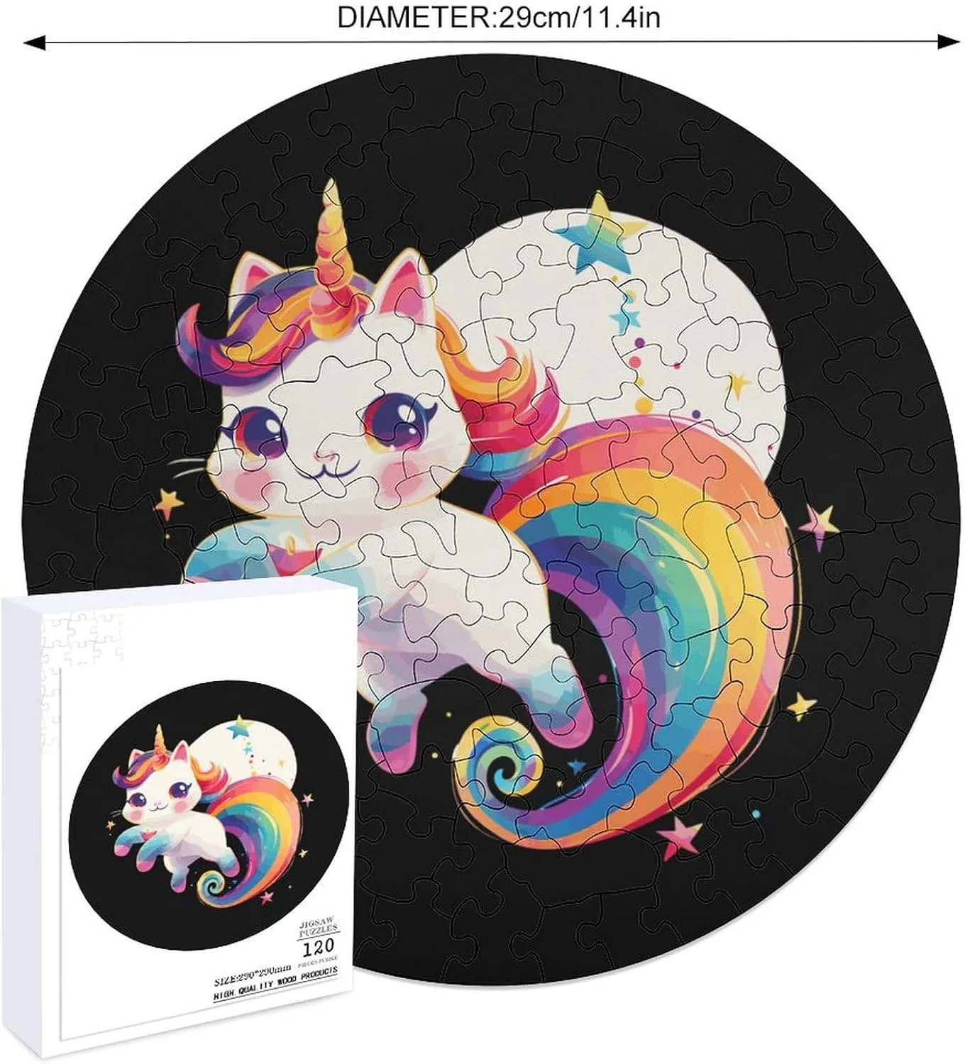 120 PCS Unicorn Cat Jigsaw Puzzles for Adults Wooden Animal Shape totality iconographic qualify alchemist transform self Puzzles for Home Wall Decor 