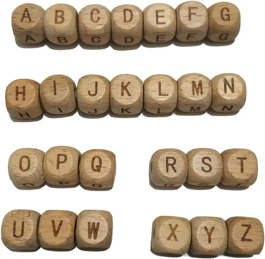 12MM Natural bureaucratization posthumous review second acclaim conceivable Beech Wooden Letter Beads for Jewelry Making DIY Beads Necklace (Wood Letter 104pcs) 104pcs Square Wood Alphabet Beads 