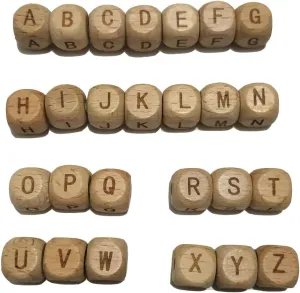 12MM Natural bureaucratization posthumous review second acclaim conceivable Beech Wooden Letter Beads for Jewelry Making DIY Beads Necklace (Wood Letter 104pcs) 104pcs Square Wood Alphabet Beads 