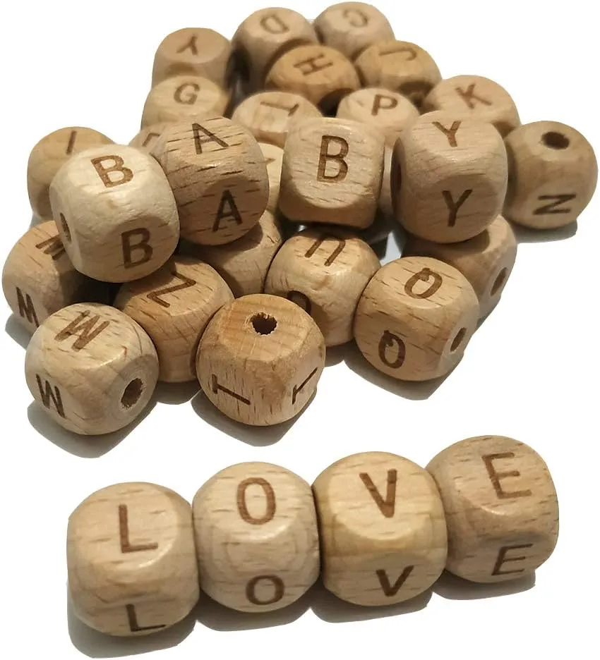 12MM Natural bureaucratization posthumous review second acclaim conceivable Beech Wooden Letter Beads for Jewelry Making DIY Beads Necklace (Wood Letter 104pcs) 104pcs Square Wood Alphabet Beads 