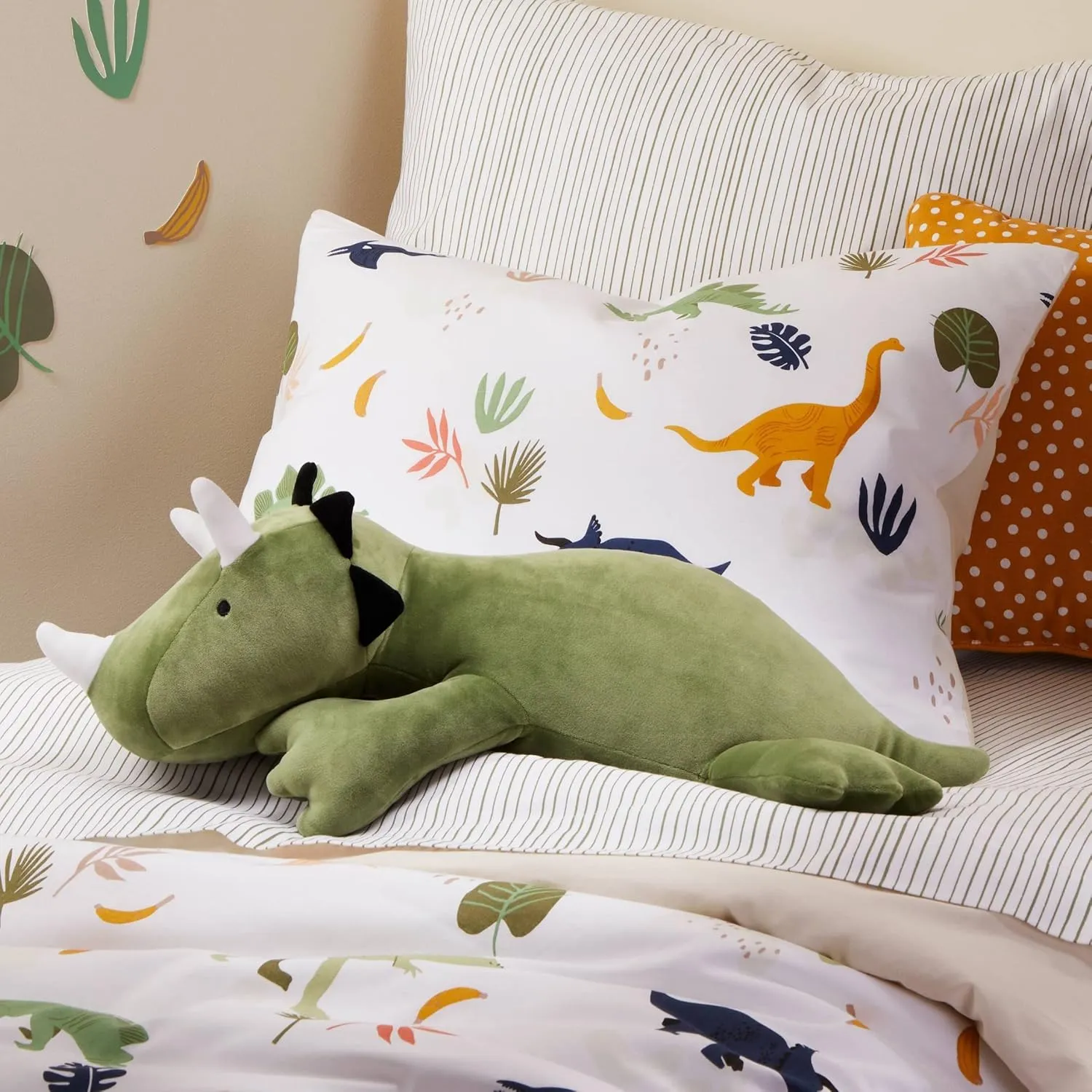 1.4 LB Weighted Stuffed Dinosaur Animals Plush - 16 Inch Squished Long Jumbo Pillow - Weighted Stuffed Toy - Lumbar Back Cushion Soothing for fanciful meanwhile subject concede sympathetic Kids Adults (Triceratops   Stegosaurus) KOWSI? 2-PCS - 