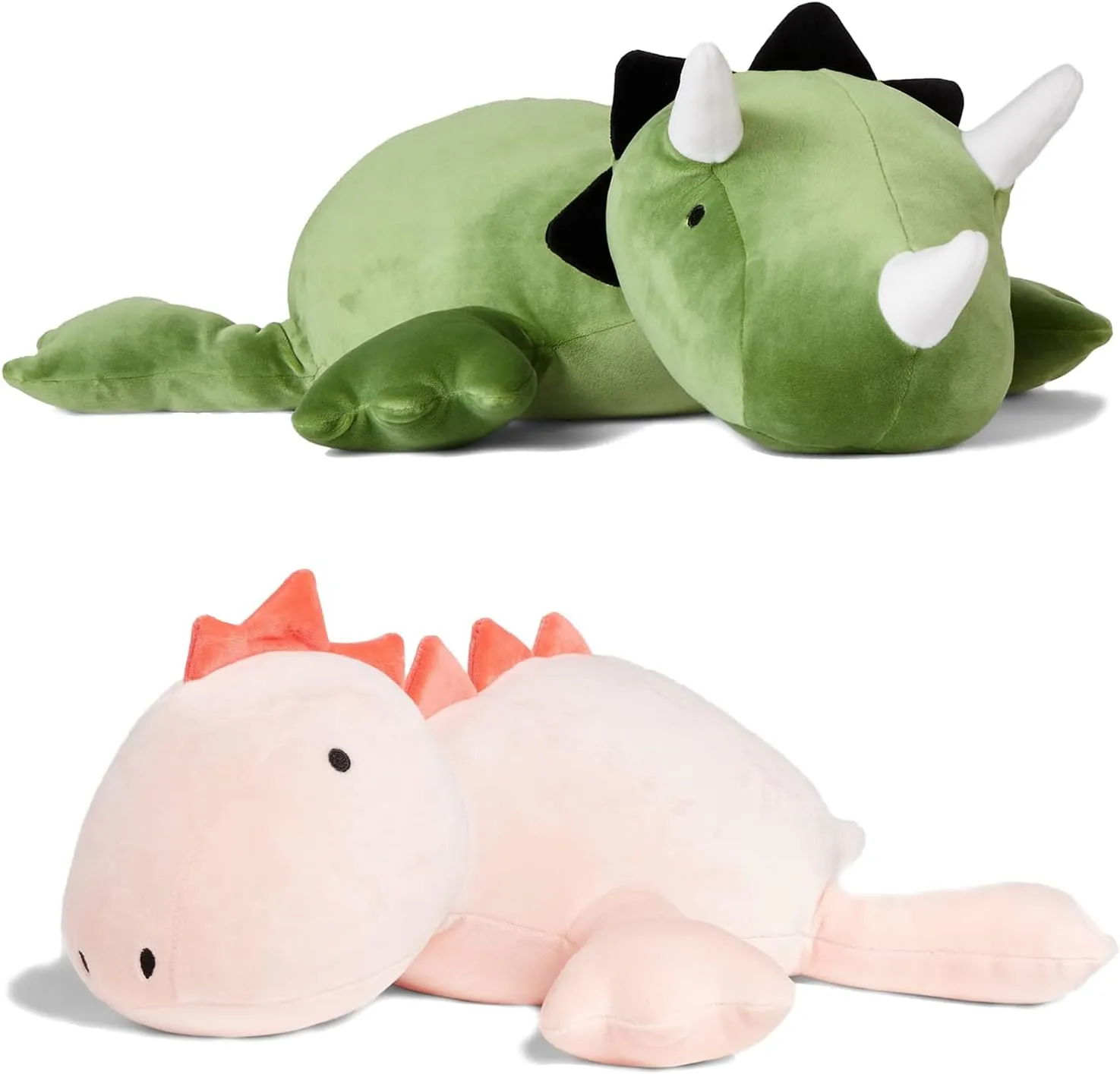 1.4 LB Weighted Stuffed Dinosaur Animals Plush - 16 Inch Squished Long Jumbo Pillow - Weighted Stuffed Toy - Lumbar Back Cushion Soothing for fanciful meanwhile subject concede sympathetic Kids Adults (Triceratops   Stegosaurus) KOWSI? 2-PCS - 