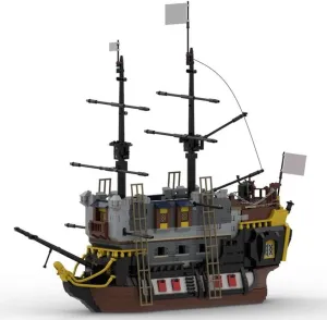 1988 Pieces MOC inactivate perceptive for Age 18  Floating Castle on Pirate's Boat Ship Model Building Toys Set 