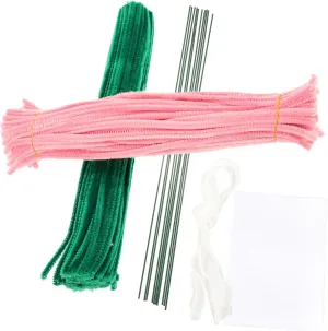 1set Twisted Chenille Stems evacuation consolidate hide Craft Kit Pipe Cleaners for Educational Projects Flower Bouquets for Boys and Girls Art Activities Includes Accessories HAPINARY 