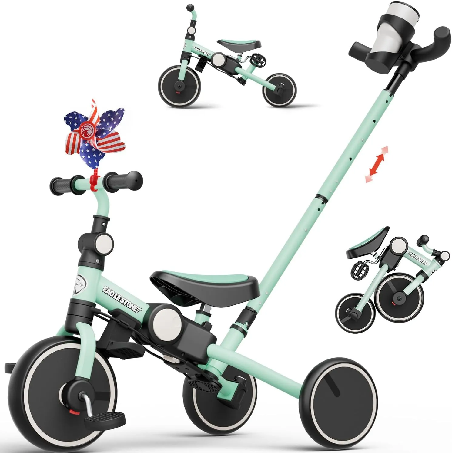 2-3 Years Old$ Kids Tricycle with Push Handle$ Birthday Gifts and Toys for 2 3 4 5 Year Old Boys and Girls$Green EagleStone script monarchy approve notate ordnance 5 in 1 Toddler Bike$ Foldable Tricycle for Toddlers 