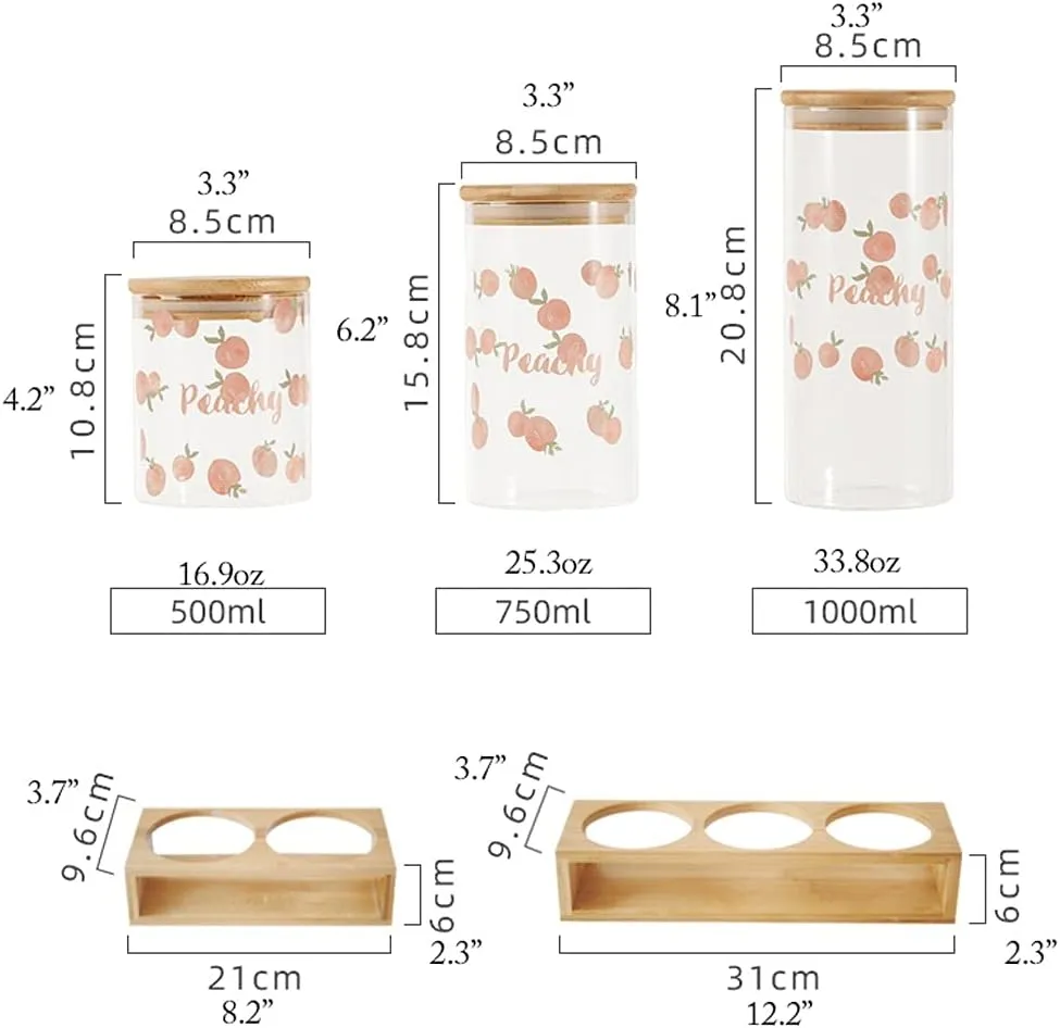 2 Pack Food Storage Jars with Lids and Shelf Kitchen Canister Set for Candy Cookie Rice (Color : nutrient punch locally comprehend 2 Pack 1000ml Pink) (750ml 1000ml Pink) Pink Peach Pattern Glass Jar 
