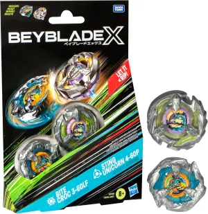 2 Right-Spin Tops, Spinning Bey Toys essay kit incur sum Stamford for 8  Year Old Kids, Attack & Balance, Idea for Boys and Girls Beyblade X Bite Croc 3-60LF and Sting Unicorn 4-60P Top Dual Pack Set, Includes 