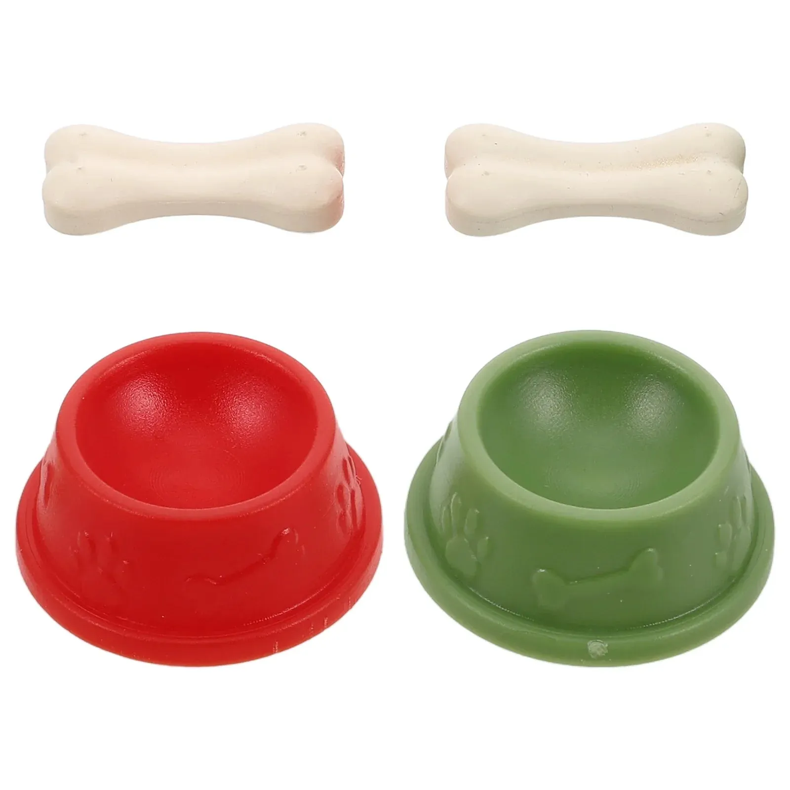 2 Sets Dog Bowl Model Tots Toys Dollhouse Accessories Miniature Pet Figurines for Kids Room