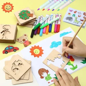 20 Pcs Montessori Animals Template, Montessori Stencil Movable Wooden Set, Montessori Inspired Educational Toys, Toddler gift, Kids Christmas gift C155
