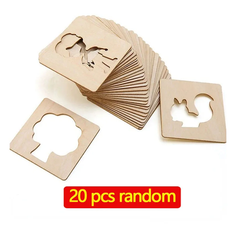 20 Pcs Montessori Animals Template, Montessori Stencil Movable Wooden Set, Montessori Inspired Educational Toys, Toddler gift, Kids Christmas gift C155