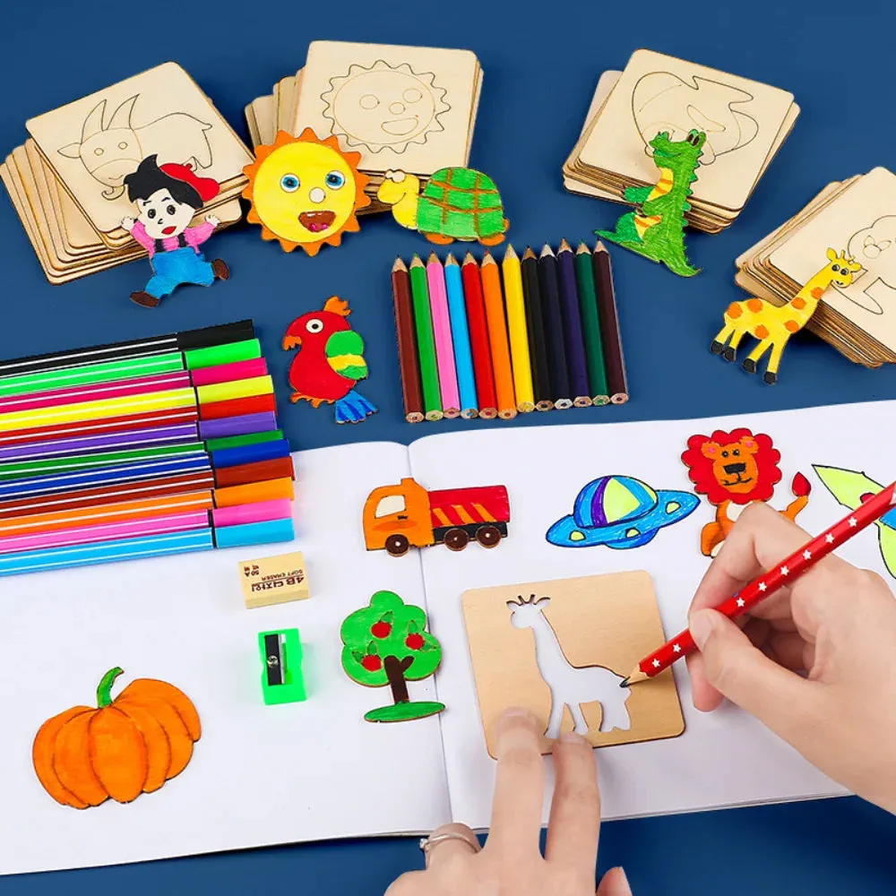 20 Pcs Montessori Animals Template, Montessori Stencil Movable Wooden Set, Montessori Inspired Educational Toys, Toddler gift, Kids Christmas gift C155