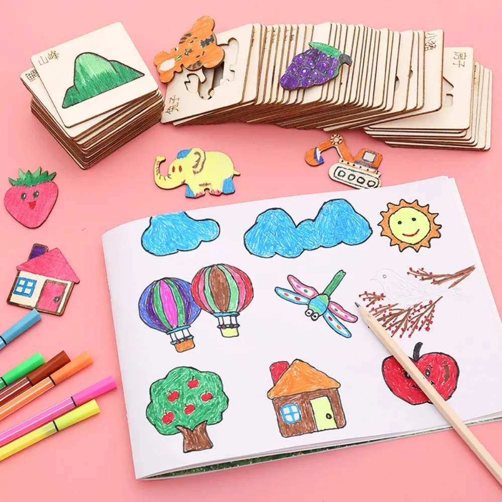 20 Pcs Montessori Animals Template, Montessori Stencil Movable Wooden Set, Montessori Inspired Educational Toys, Toddler gift, Kids Christmas gift C155