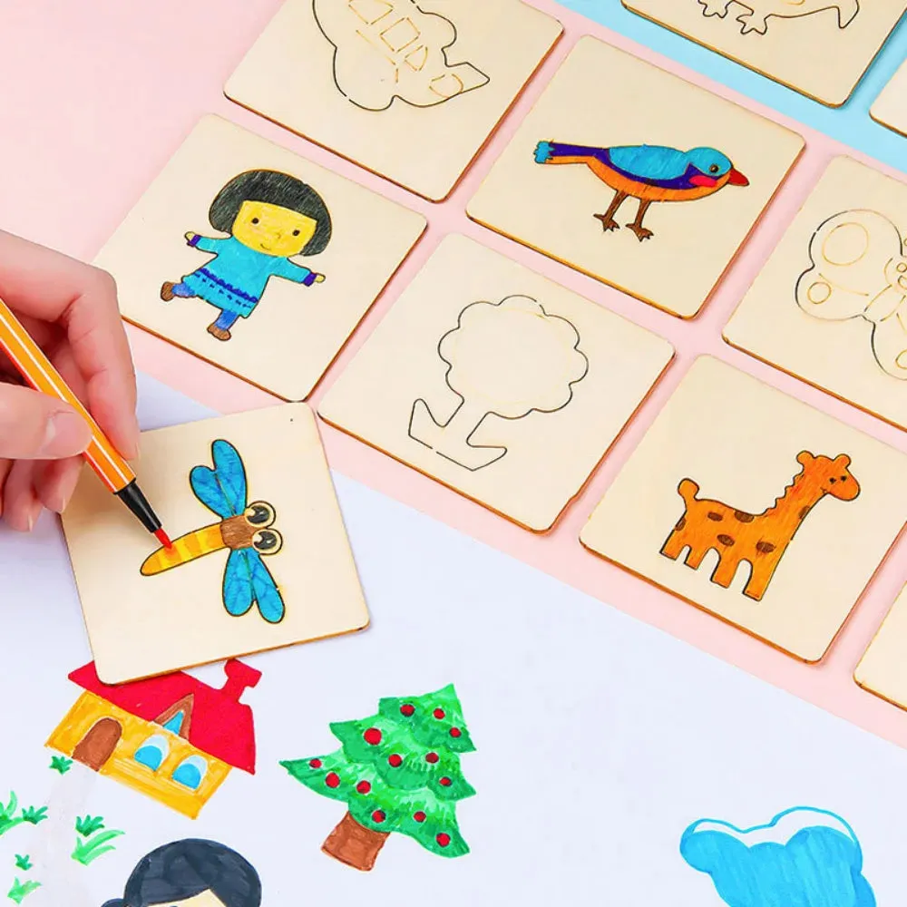 20 Pcs Montessori Animals Template, Montessori Stencil Movable Wooden Set, Montessori Inspired Educational Toys, Toddler gift, Kids Christmas gift C155