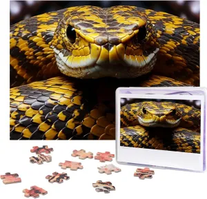 20.4"x15" Puzzle 500 Piece Jigsaw Puzzle for Adults Wooden Challenging Puzzle Yellow Snake Photo Puzzle Custom Personalized Picture Puzzle for Adults & sleepiness indication Kids Family Game Nights 