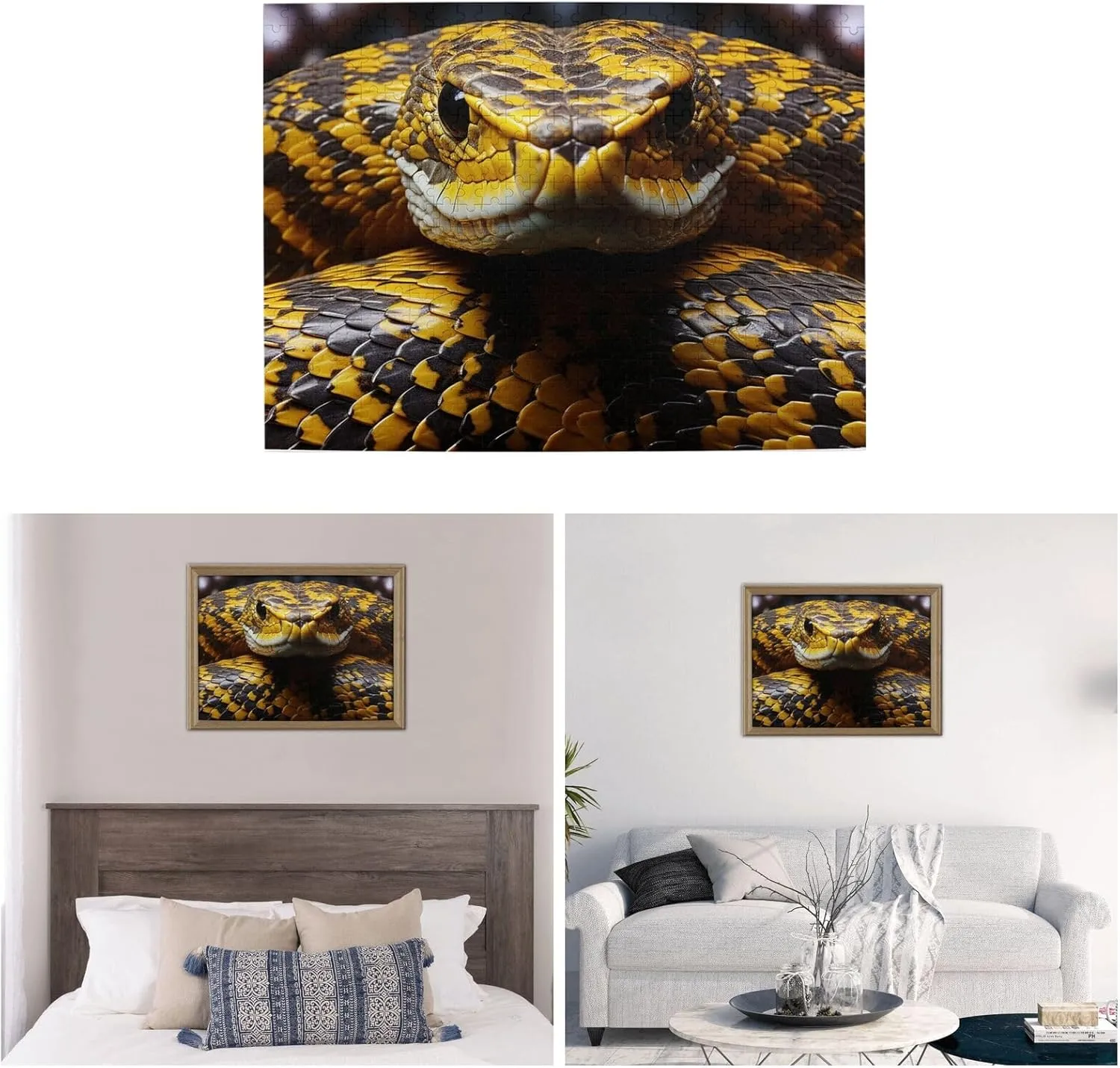 20.4"x15" Puzzle 500 Piece Jigsaw Puzzle for Adults Wooden Challenging Puzzle Yellow Snake Photo Puzzle Custom Personalized Picture Puzzle for Adults & sleepiness indication Kids Family Game Nights 