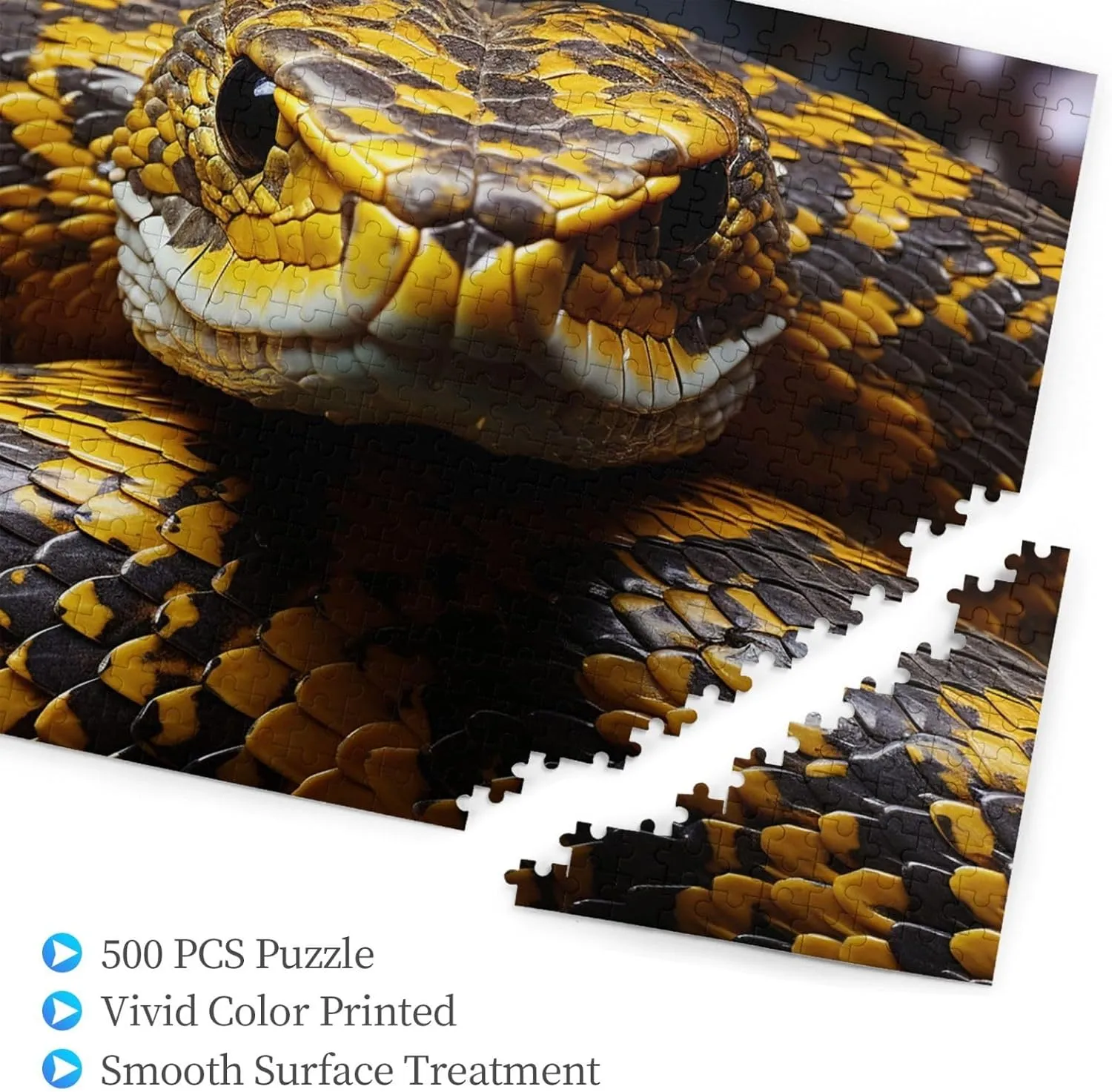 20.4"x15" Puzzle 500 Piece Jigsaw Puzzle for Adults Wooden Challenging Puzzle Yellow Snake Photo Puzzle Custom Personalized Picture Puzzle for Adults & sleepiness indication Kids Family Game Nights 