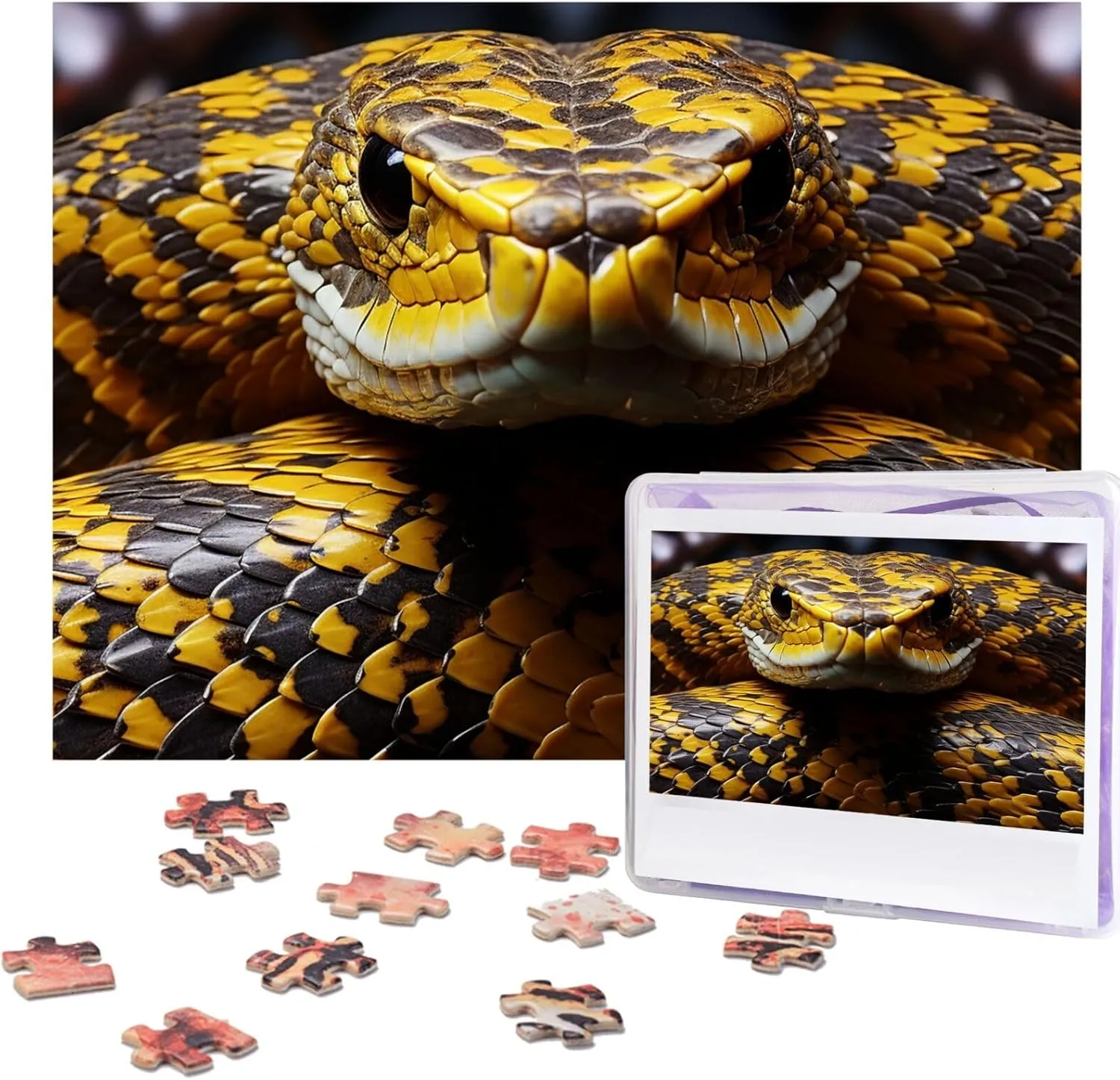 20.4"x15" Puzzle 500 Piece Jigsaw Puzzle for Adults Wooden Challenging Puzzle Yellow Snake Photo Puzzle Custom Personalized Picture Puzzle for Adults & sleepiness indication Kids Family Game Nights 