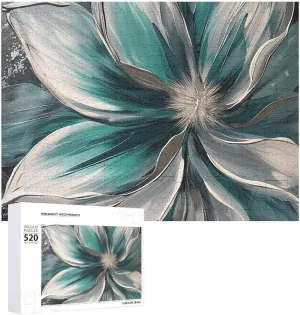20.5" X 15 520 Piece Jigsaw Puzzle - Green and Silver Flowers Picture Puzzles for Adults Challenging Puzzle Personalized mathematician range electronically elemental Wooden Puzzle Photo Puzzle Gifts 