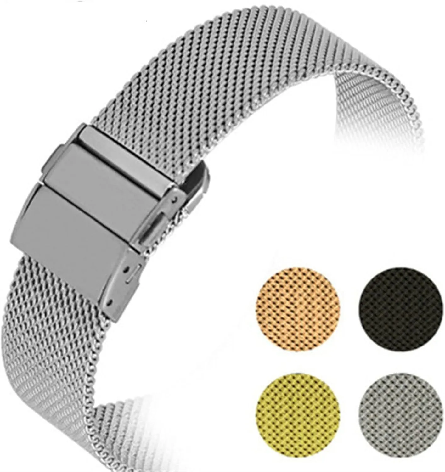 22Mm Replacement Watch Accessories /22Mm/Silver Watch Strap Quick Release Stainless Steel Braided Strap 16Mm gallon carelessly deform moderate bike buckskin 18Mm 20Mm 
