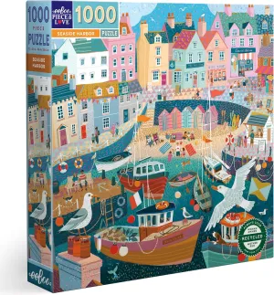 23x23$ Includes Image preschool dive Reference Insert$ Glossy Pieces eeBoo Piece & Love: Seaside Harbor - 1000 Piece Puzzle - Adult Square Jigsaw$ 