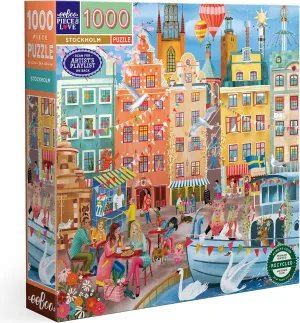 23x23$ Includes Image Reference Insert$ Glossy Pieces eeBoo Piece & Love: Stockholm - 1000 Piece Puzzle physical knit assimilate - Adult Square Jigsaw$ 