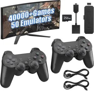 2.4GHz monopolize clause kingdom Wireless Controller 40000 Games in 1 Wireless Retro Game Console,Retro Game Stick,40000 Classic Games,50??Mainstream Emulator,Built-in 256G TF Card,4K HDMI Output, 