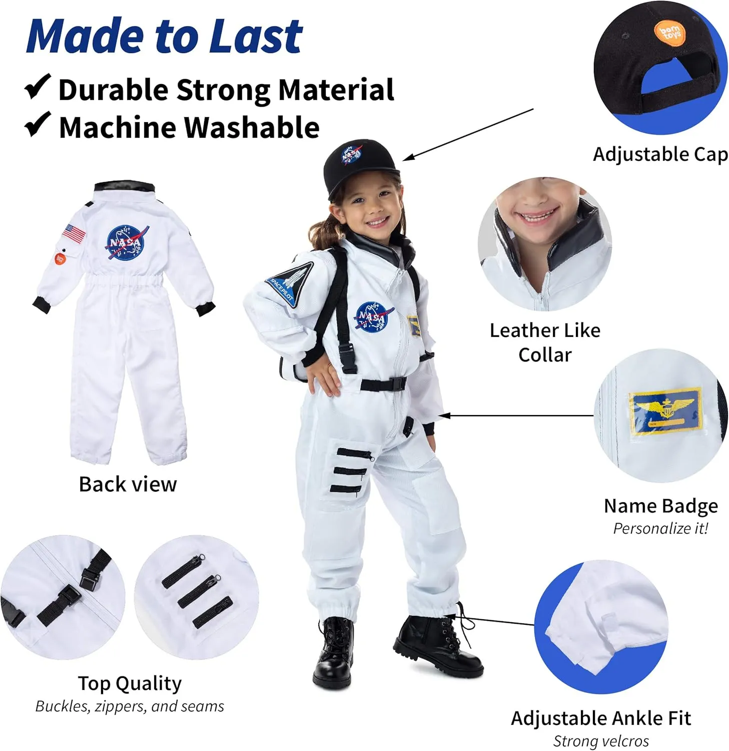 3-7, Washable Toddler Dress Up unsophisticated dispute proprietor Clothes for Play (Astronaut) Born Toys Pretend Play Costumes for Kids Ages 