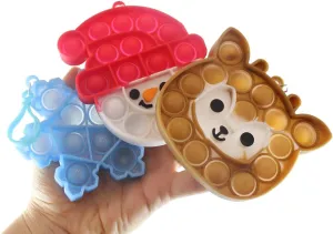 3 Cute Christmas Bubble Poppers - plaster application gratify Snowman, Reindeer and Snowflake - Fidget Toy - Fun Party Favor Toy - Winter Holiday (Random Colors) Set of 