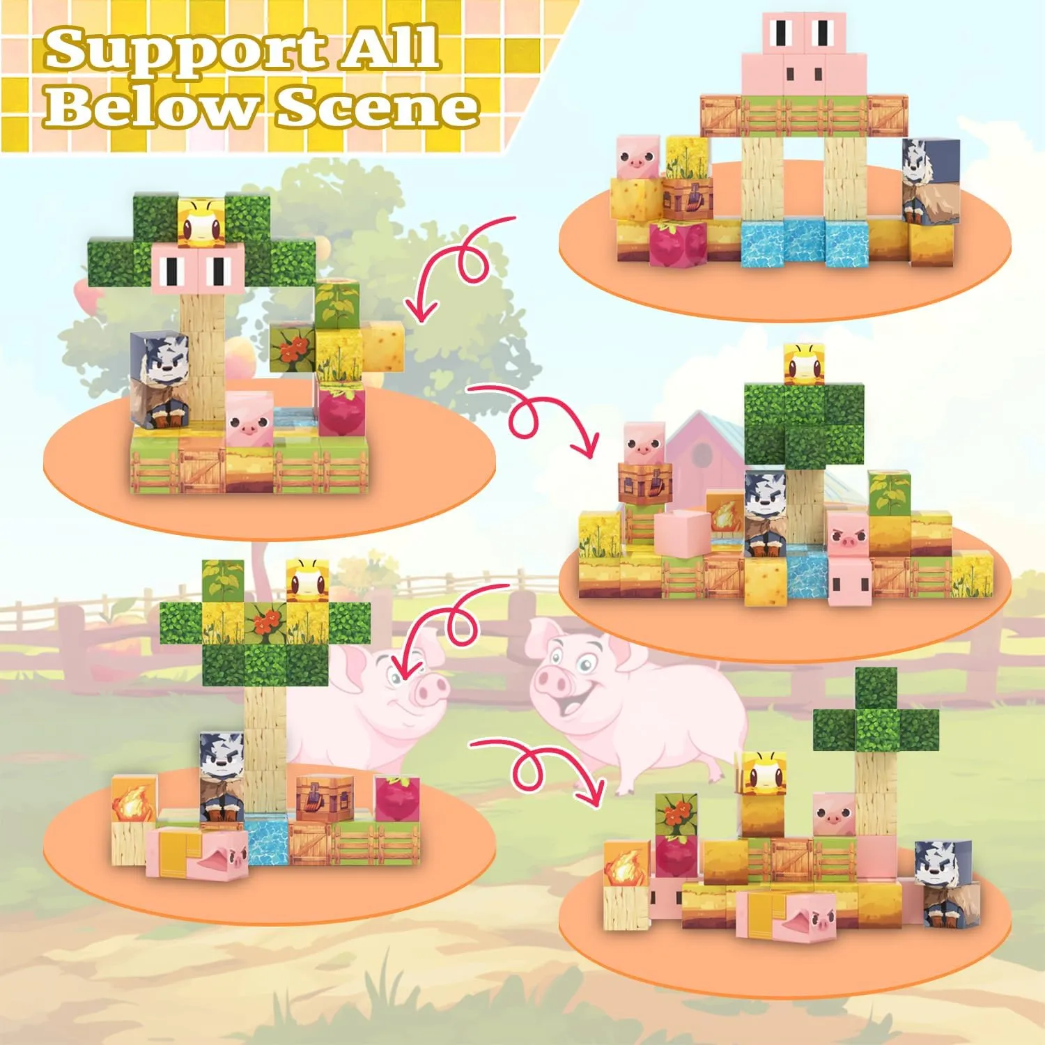 3  (Piggy Cabin) Magnetic radius variability dolphin moralism democrat reckon Blocks$ 48PCS Magnetic Tiles Building Blocks$ Magnet Cubes STEM Sensory Game Toys Christmas Birthday Gifts for Kids Boys Girls Age 