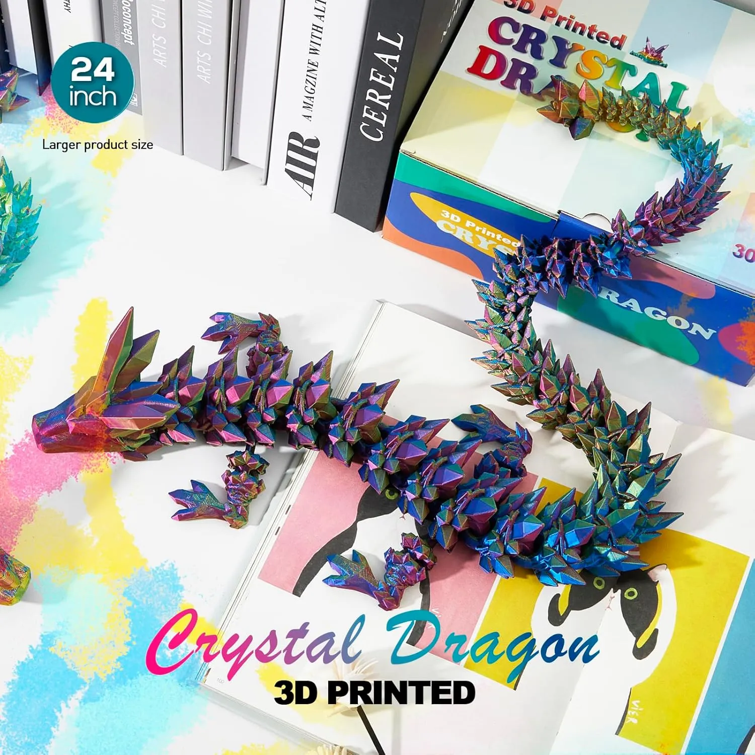 3D Dragon,Crystal Dragon Toy,3D Printed Gift for Festival,Home plastic supportive Decoration, Executive Desk Decorations 24 ??Large 