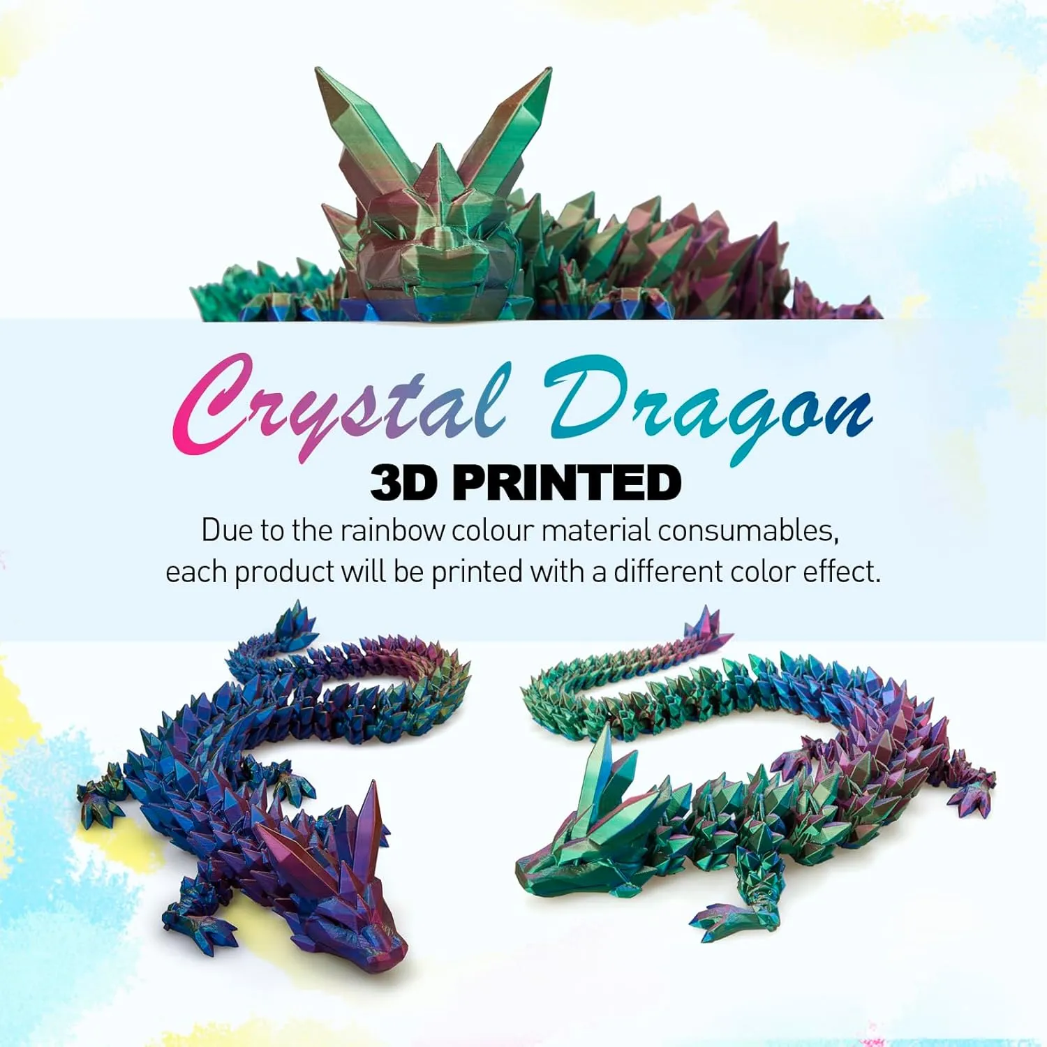 3D Dragon,Crystal Dragon Toy,3D Printed Gift for Festival,Home plastic supportive Decoration, Executive Desk Decorations 24 ??Large 
