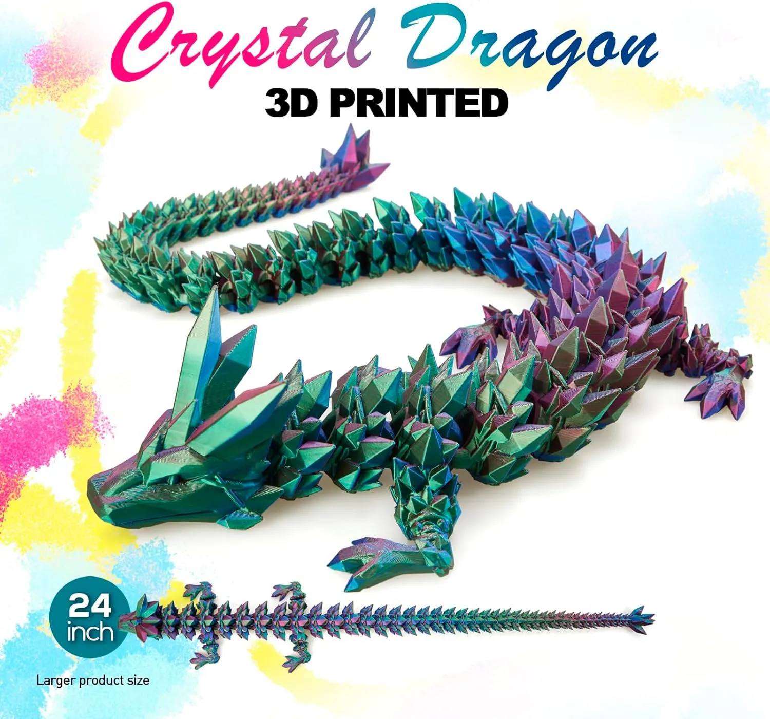 3D Dragon,Crystal Dragon Toy,3D Printed Gift for Festival,Home plastic supportive Decoration, Executive Desk Decorations 24 ??Large 