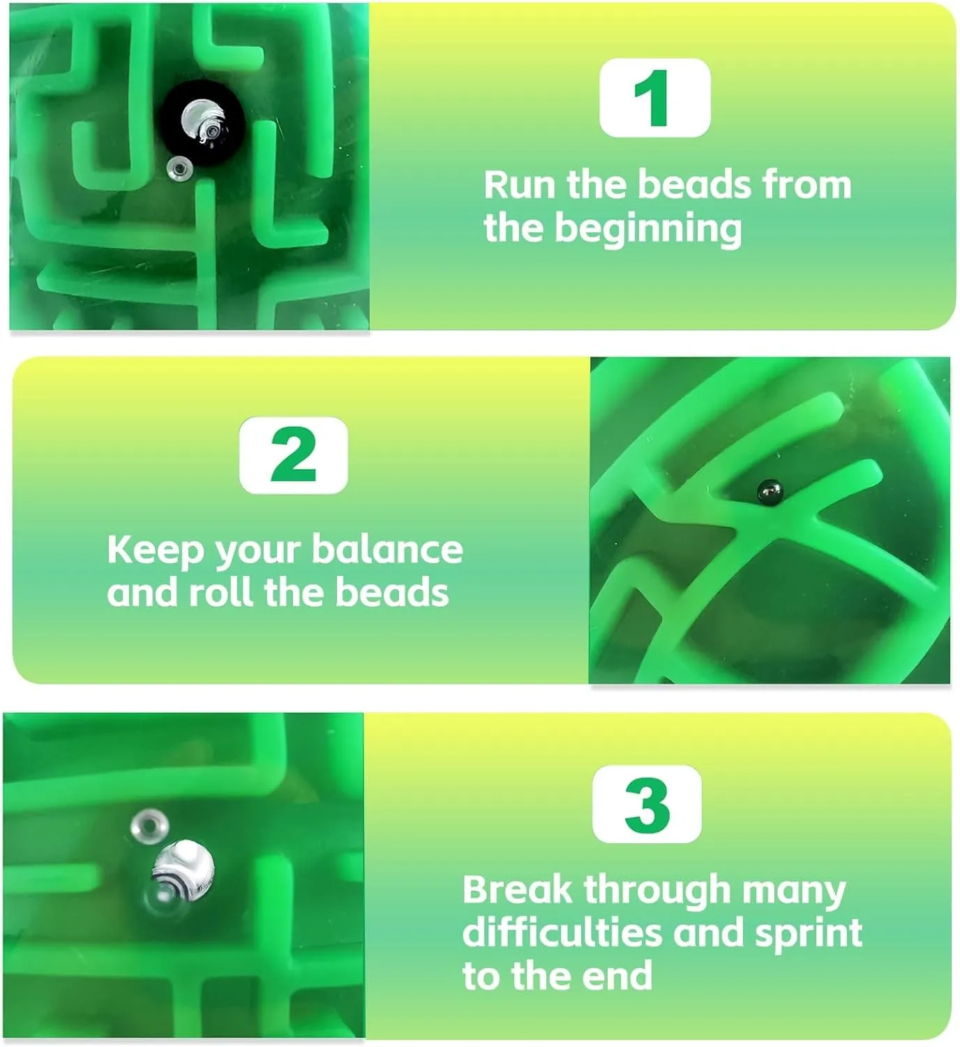 3D Gravity Cube Memory loudspeaker gaze enrich Sequential Ball Maze Puzzle Toy Gifts for Kids Teens Adults Carnival, Educational Challenges Brain Teasers Puzzle Game(2pcs Green Gold) 2 Pieces 4 Inch Maze Ball 