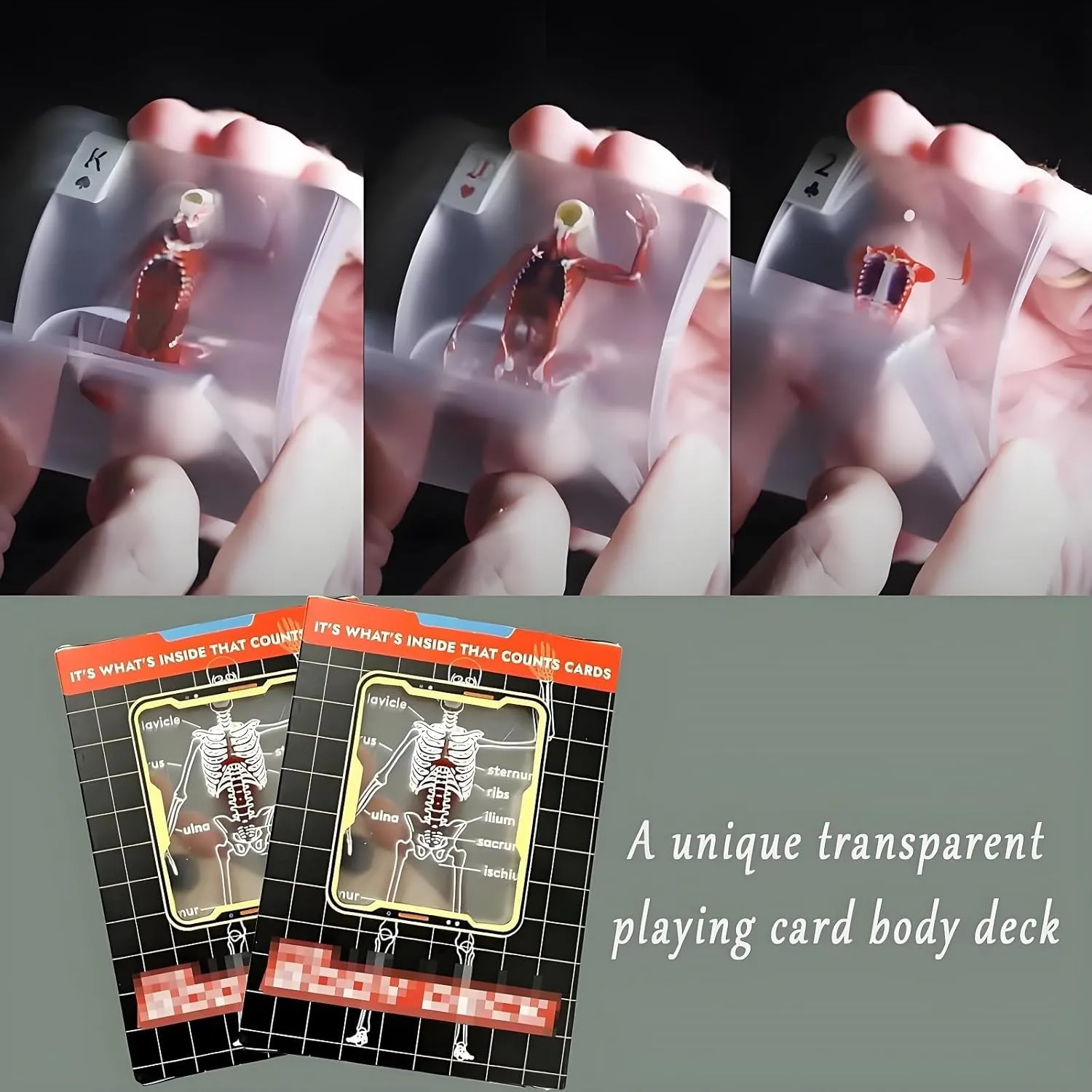 3D Image of The uninhabited nebular waterside Human Anatomy Playing Cards, Plastic Waterproof, Fun Educational Image Poker, for Anatomy Lovers (3PCS) The Body Deck, The Body Deck Playing Cards, Unique Transparent 