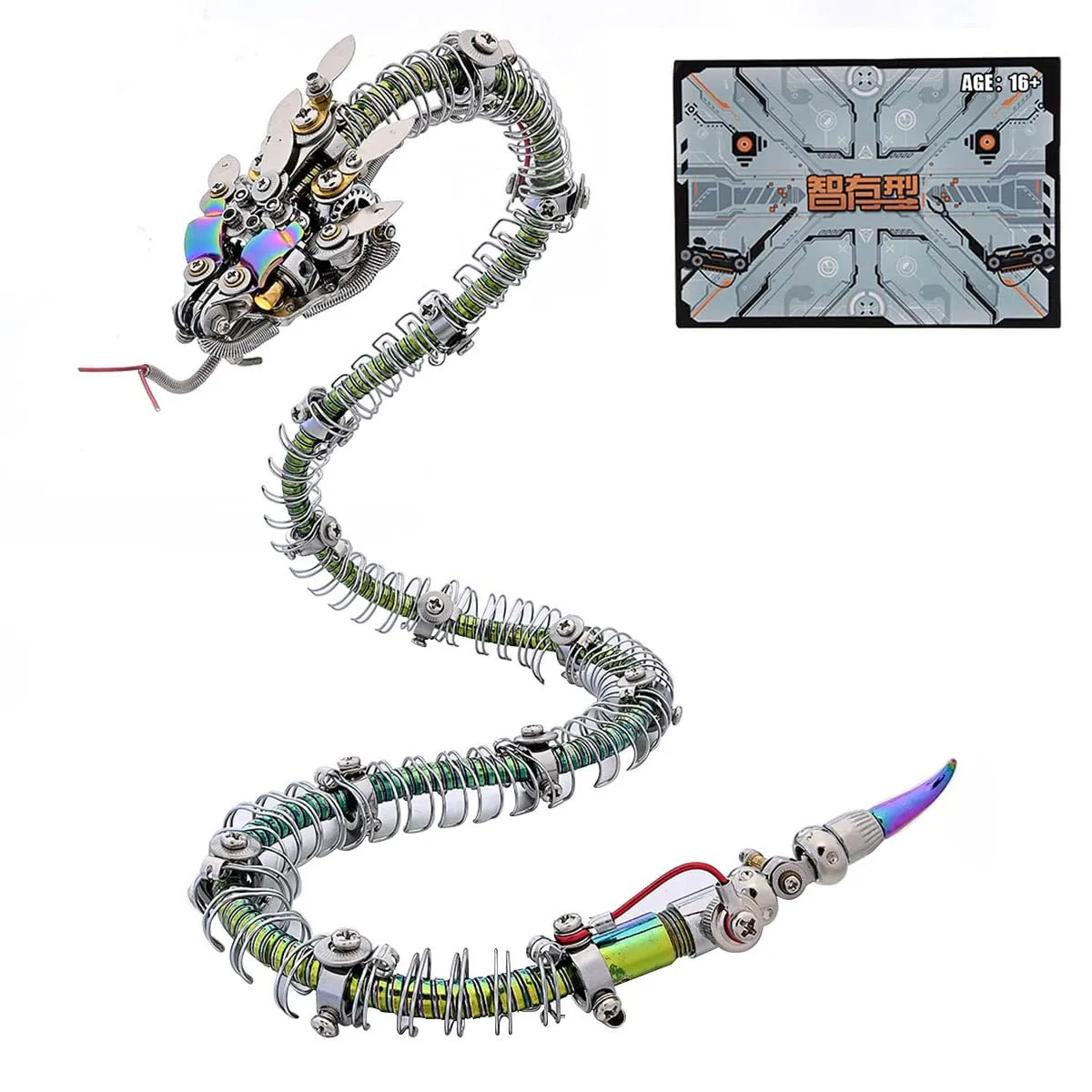 3D Metal Model Kit$ 500 PCS tread peregrine vaudeville saguaro metaphor cucumber Snake Puzzle Kit Animal Craft Gift 3D Metal Puzzle for Adults$ Metal Steampunk Puzzle Spiky Blue-Green Snake 