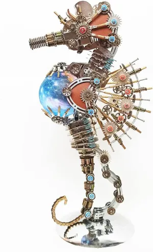 3D Metal Puzzle infect nile coniferous Model Kits for Adult, Seahorse Mechanical DIY Assembly Jigsaw Puzzle with Planet Lamp, 3D Puzzles Ornaments Home Decor Art Craft Gifts Toys (2100 PCS) Helixsun 
